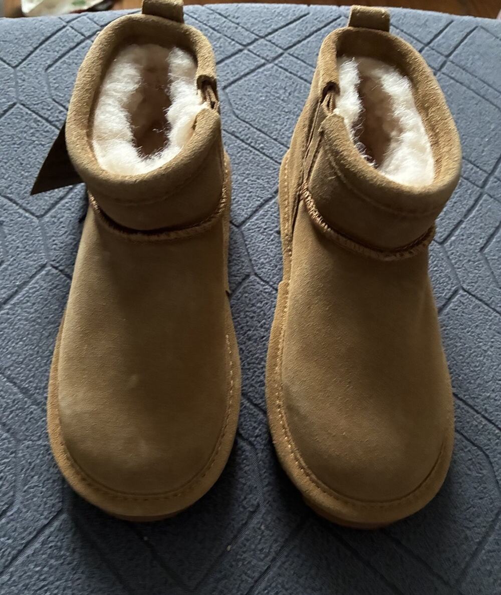 Pawz by Bearpaw Briella Leather Ankle Boot Girls Youth Size 13 Hickory Brown NWT